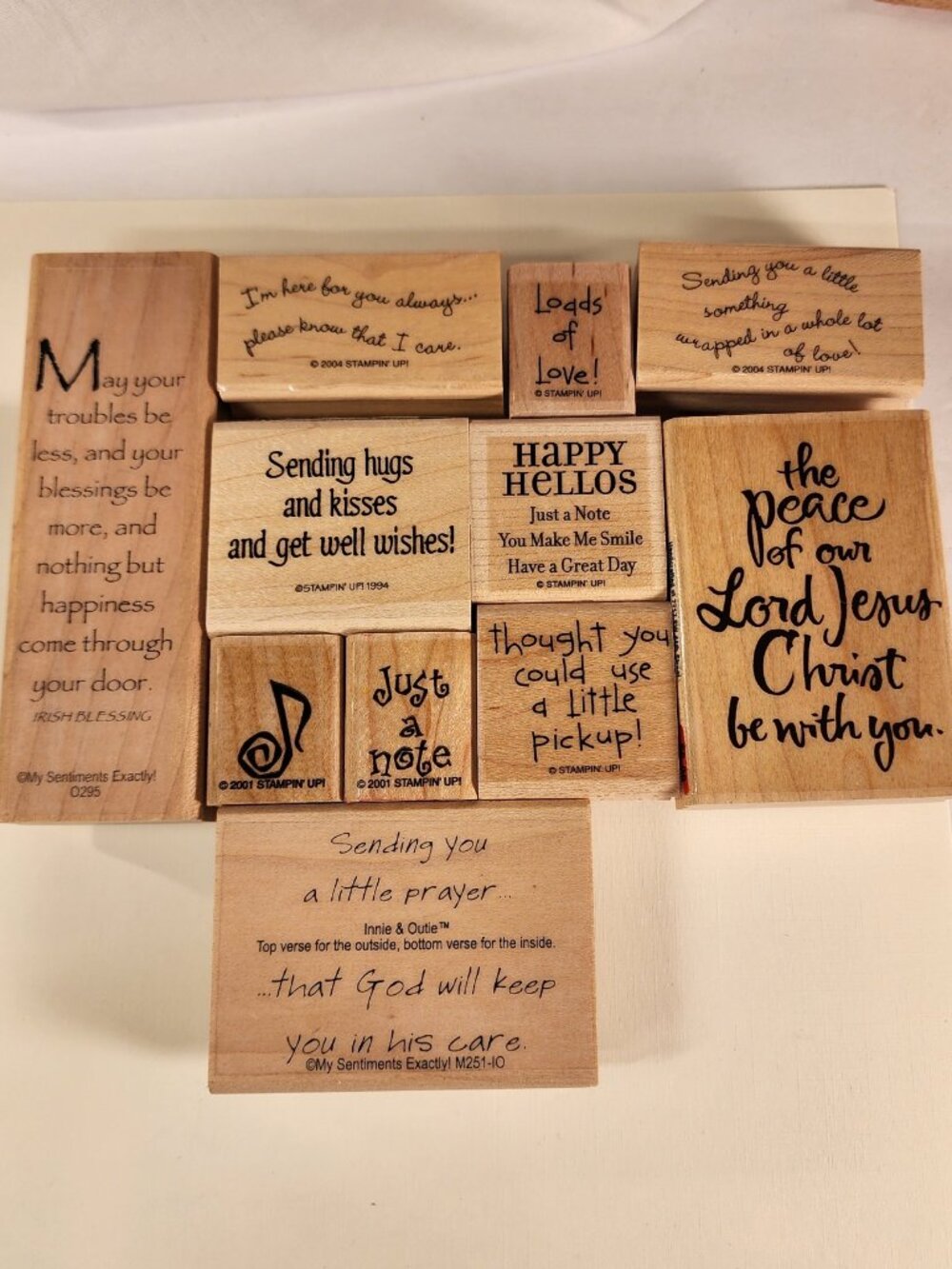 LOT of 11 wood-mounted rubber stamps Beautiful sentiments!